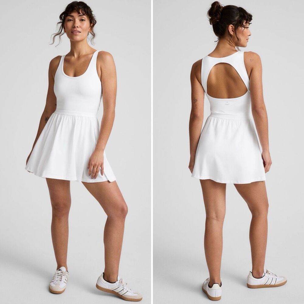 Beyond Yoga Score Pleated Dress in True White Size S